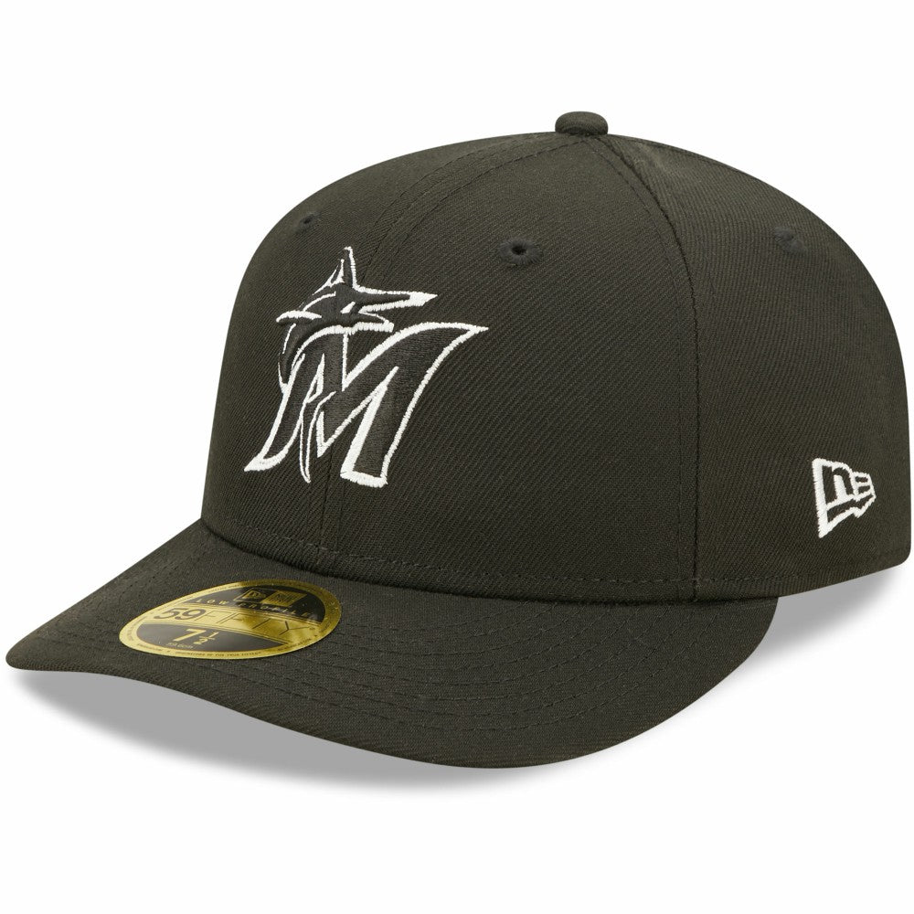 Miami Marlins Black & White Low Profile 59FIFTY Fitted Hat | New Era
