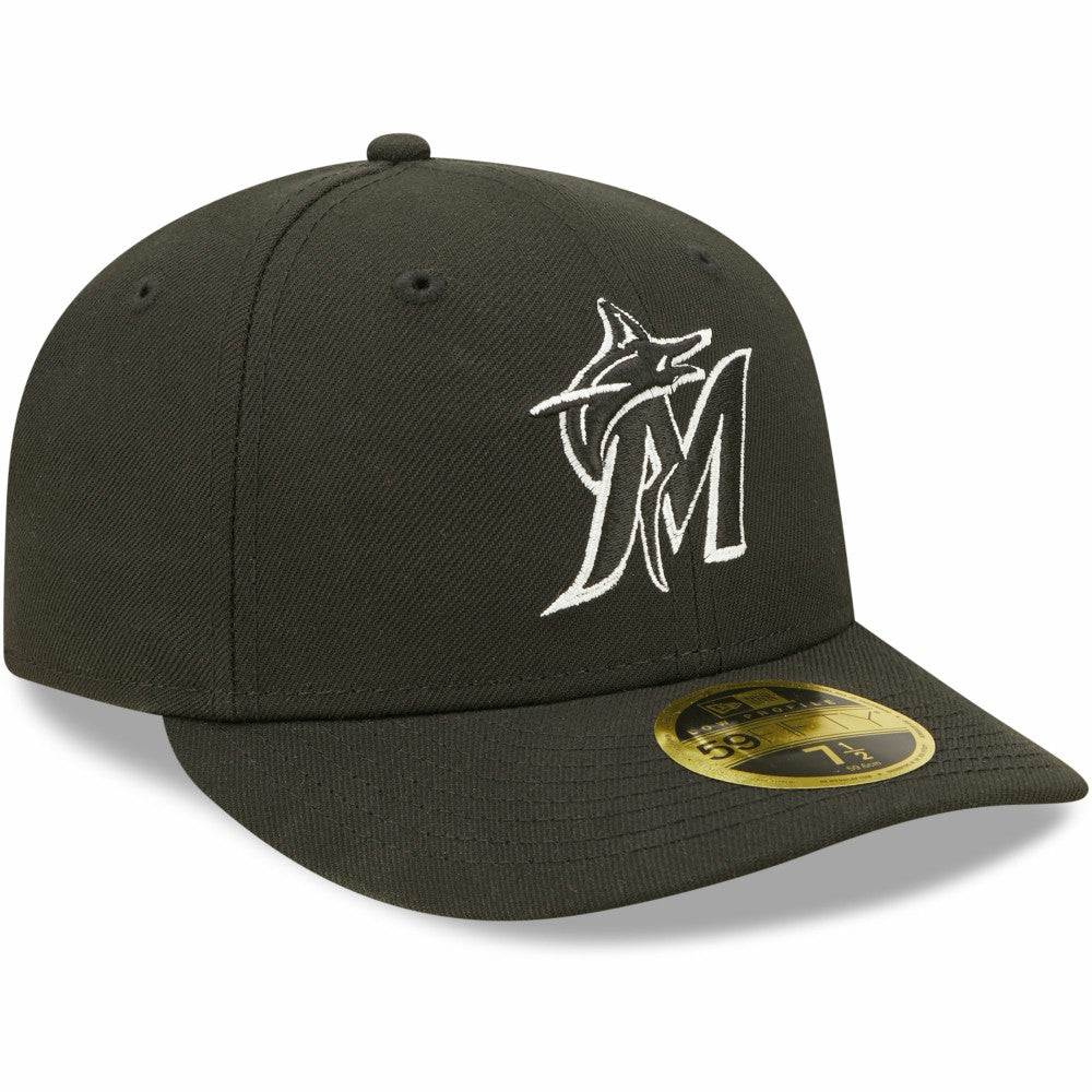 Miami Marlins Black & White Low Profile 59FIFTY Fitted Hat | New Era