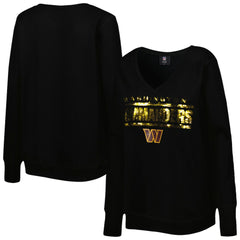 NFL Washington Commanders Cuce Women's Sequin Logo V-Neck Pullover Sweatshirt