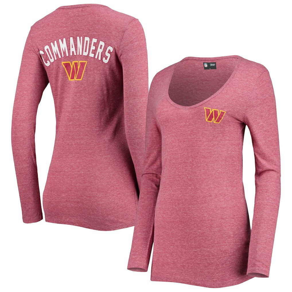 NFL Washington Commanders Women's Scoop Neck Tri-Blend Long Sleeve T-Shirt