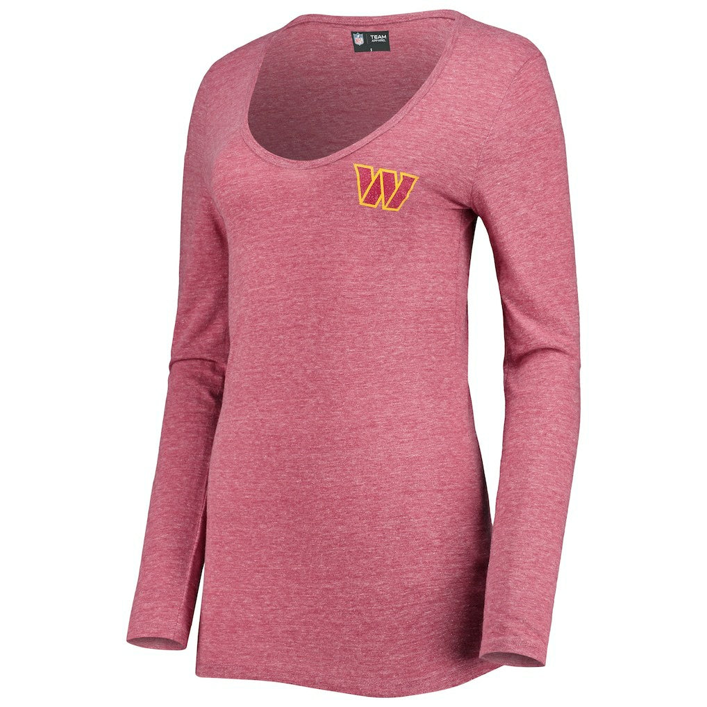 NFL Washington Commanders Women's Scoop Neck Tri-Blend Long Sleeve T-Shirt