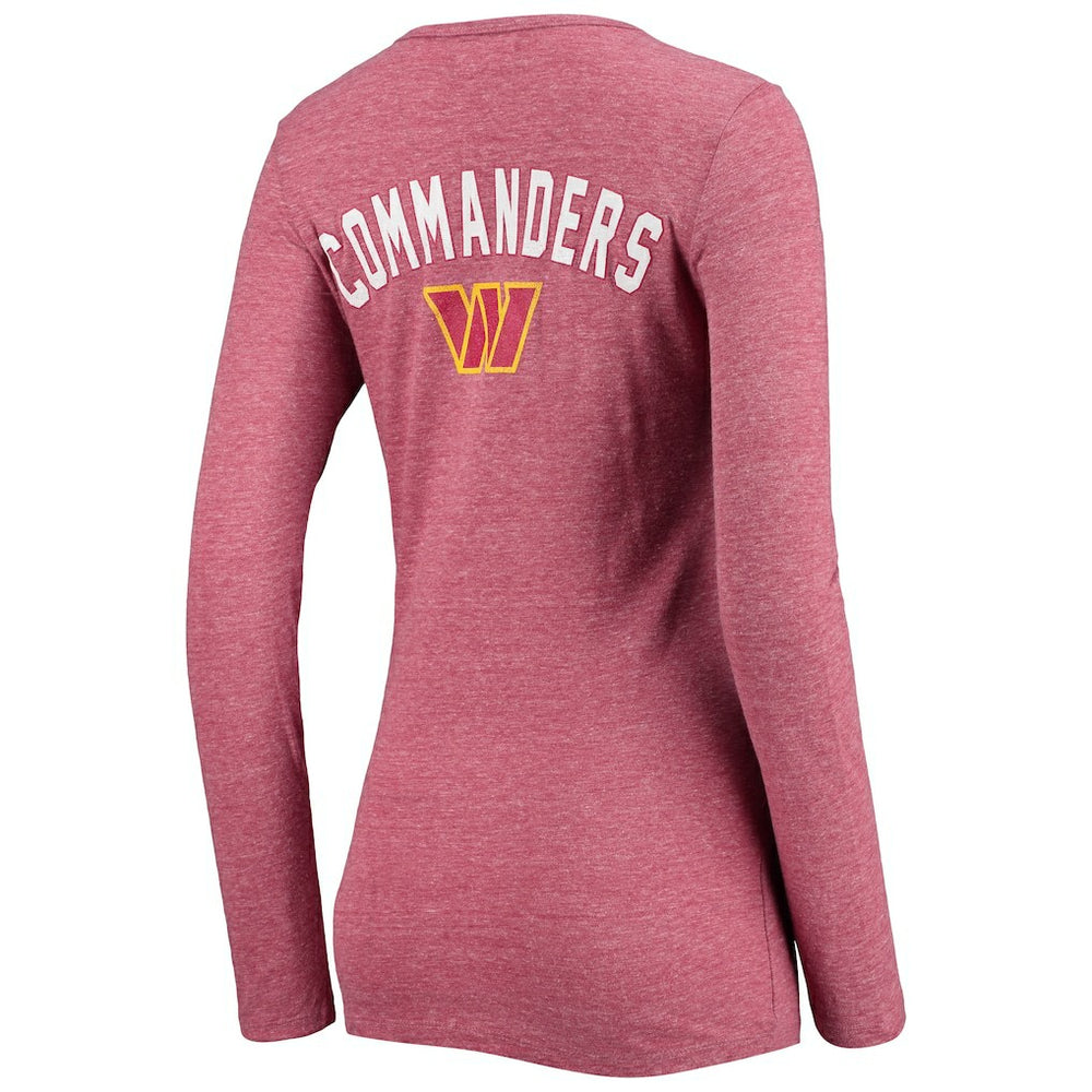 NFL Washington Commanders Women's Scoop Neck Tri-Blend Long Sleeve T-Shirt