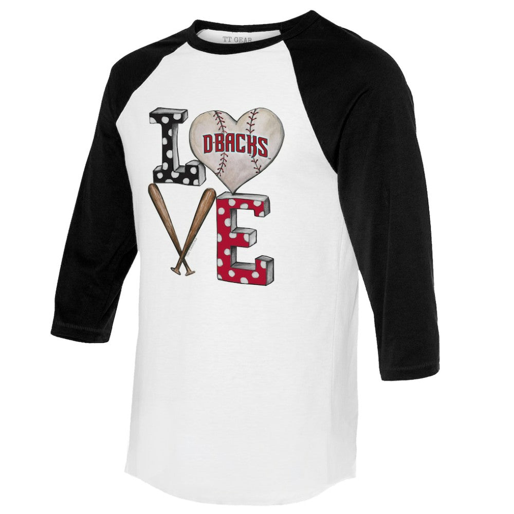 Arizona Diamondbacks Tiny Turnip Women's Baseball Love Raglan 3/4-Sleeve T-Shirt - White/Black