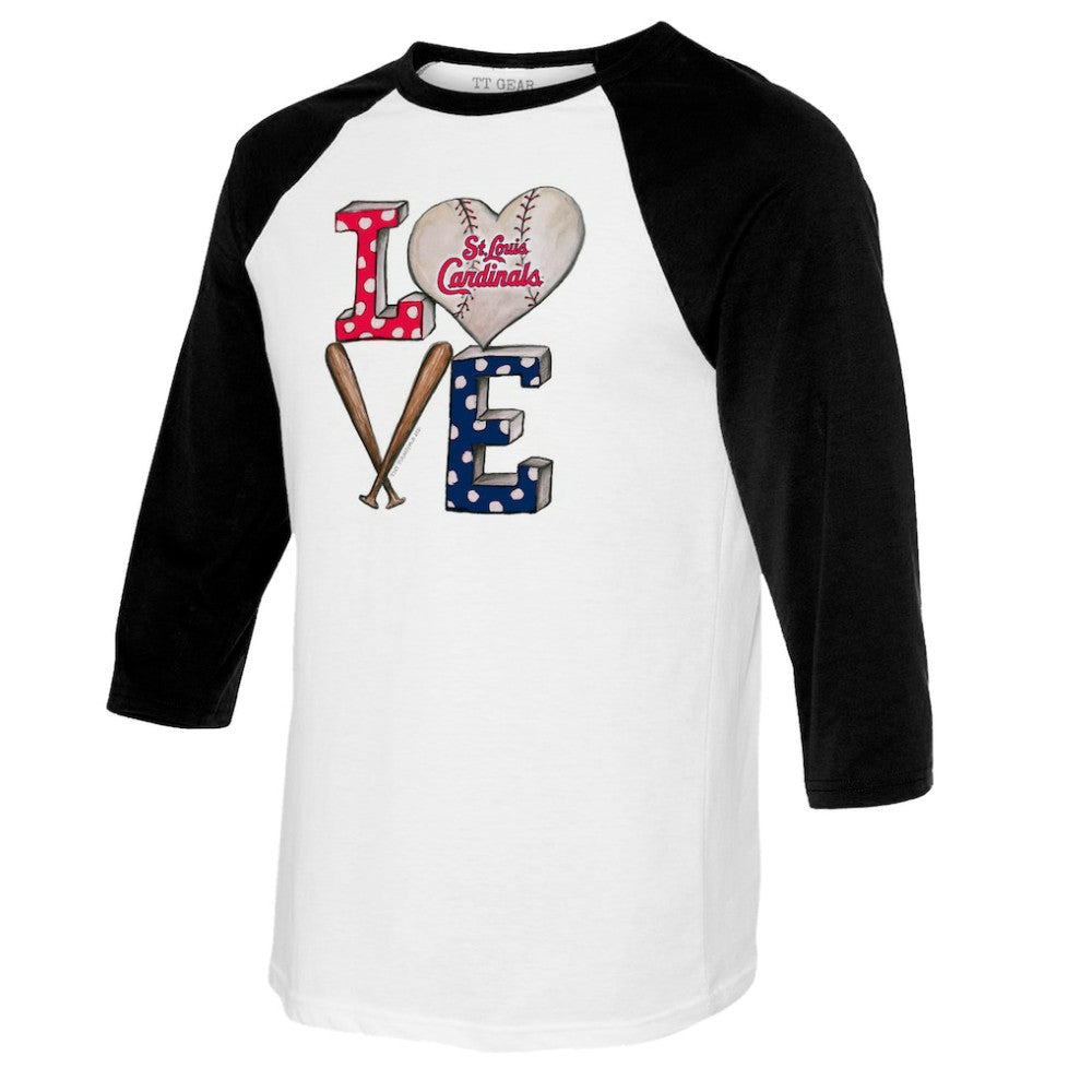 St. Louis Cardinals Tiny Turnip Women's Baseball Love Raglan 3/4-Sleeve T-Shirt - White/Black