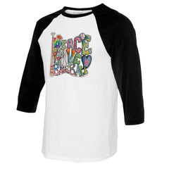 Boston Red Sox Tiny Turnip Women's Peace Love Baseball 3/4-Sleeve Raglan T-Shirt - White/Black