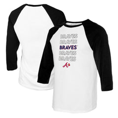 Atlanta Braves Tiny Turnip Youth Stacked Raglan 3/4 Sleeve T-Shirt - White/Black