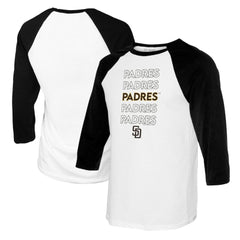 San Diego Padres Tiny Turnip Youth Stacked Raglan 3/4 Sleeve T-Shirt - White/Black