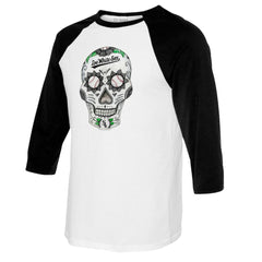 Chicago White Sox Tiny Turnip Women's Sugar Skull 3/4-Sleeve Raglan T-Shirt - White/Black