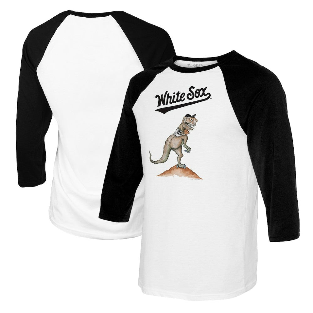 Chicago White Sox Tiny Turnip Youth TT Rex Raglan 3/4 Sleeve T-Shirt - White/Black
