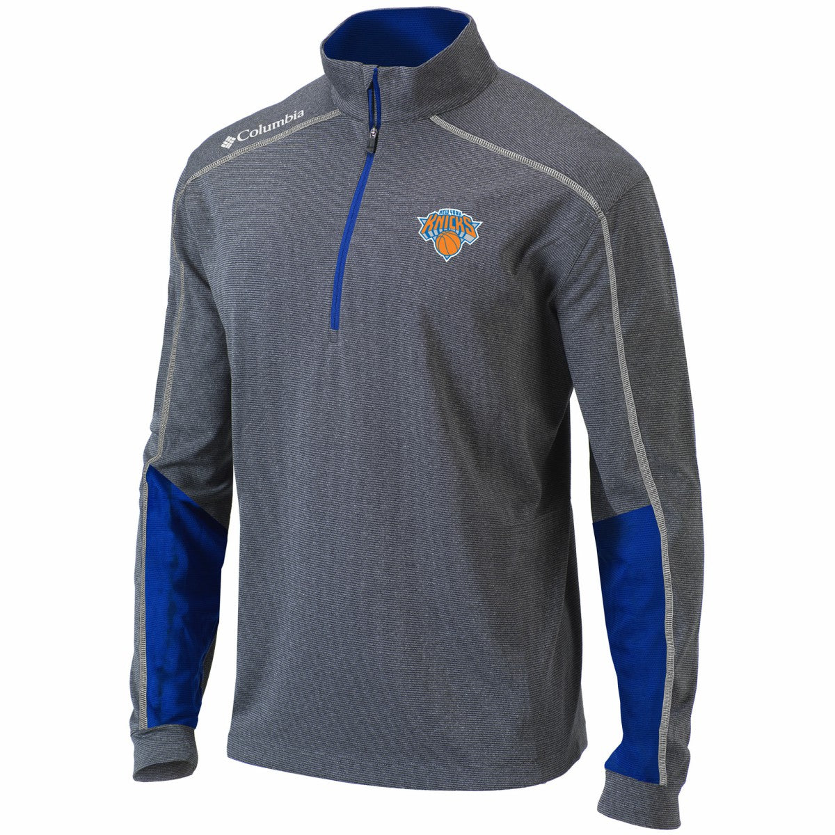 New York Knicks Omni-Wick Shotgun 2.0 Quarter-Zip Pullover Top - Heathered Gray/Blue | Columbia online