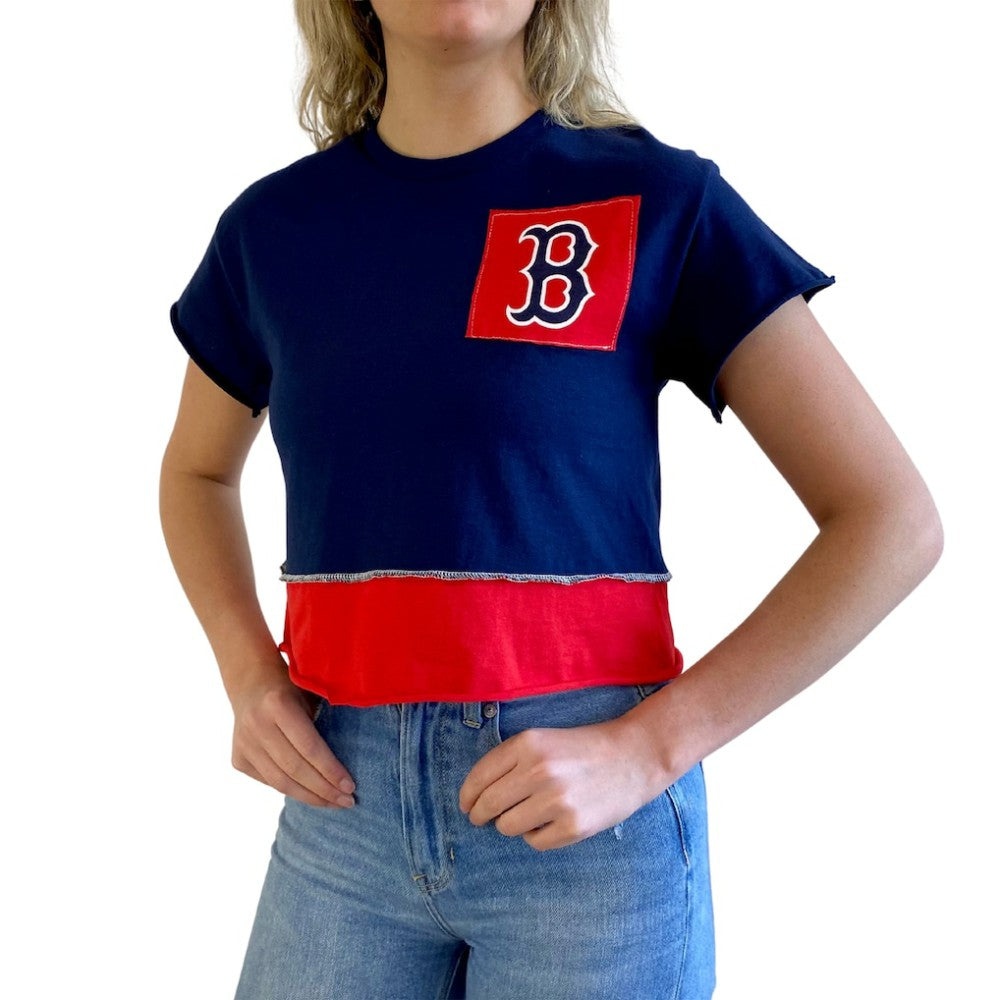 Boston Red Sox Refried Apparel Women's Cropped T-Shirt - Navy
