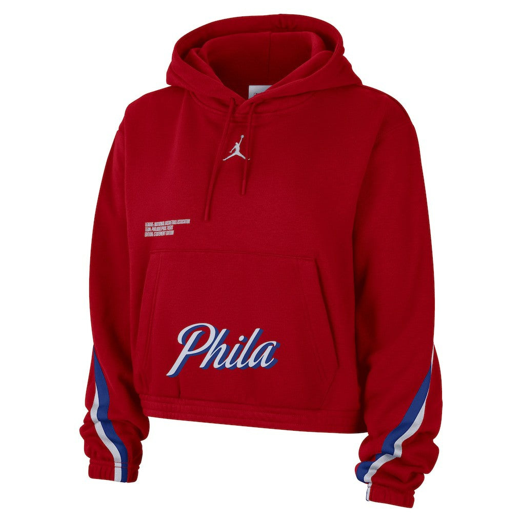 Philadelphia 76ers Jordan Brand Women's Courtside Statement Edition Pullover Hoodie - Red discount
