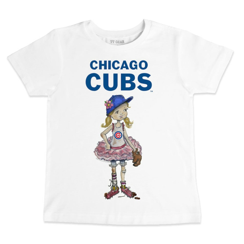 Chicago Cubs Tiny Turnip Youth Baseball Babes T-Shirt - White