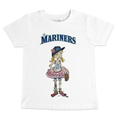 Seattle Mariners Tiny Turnip Youth Baseball Babes T-Shirt - White