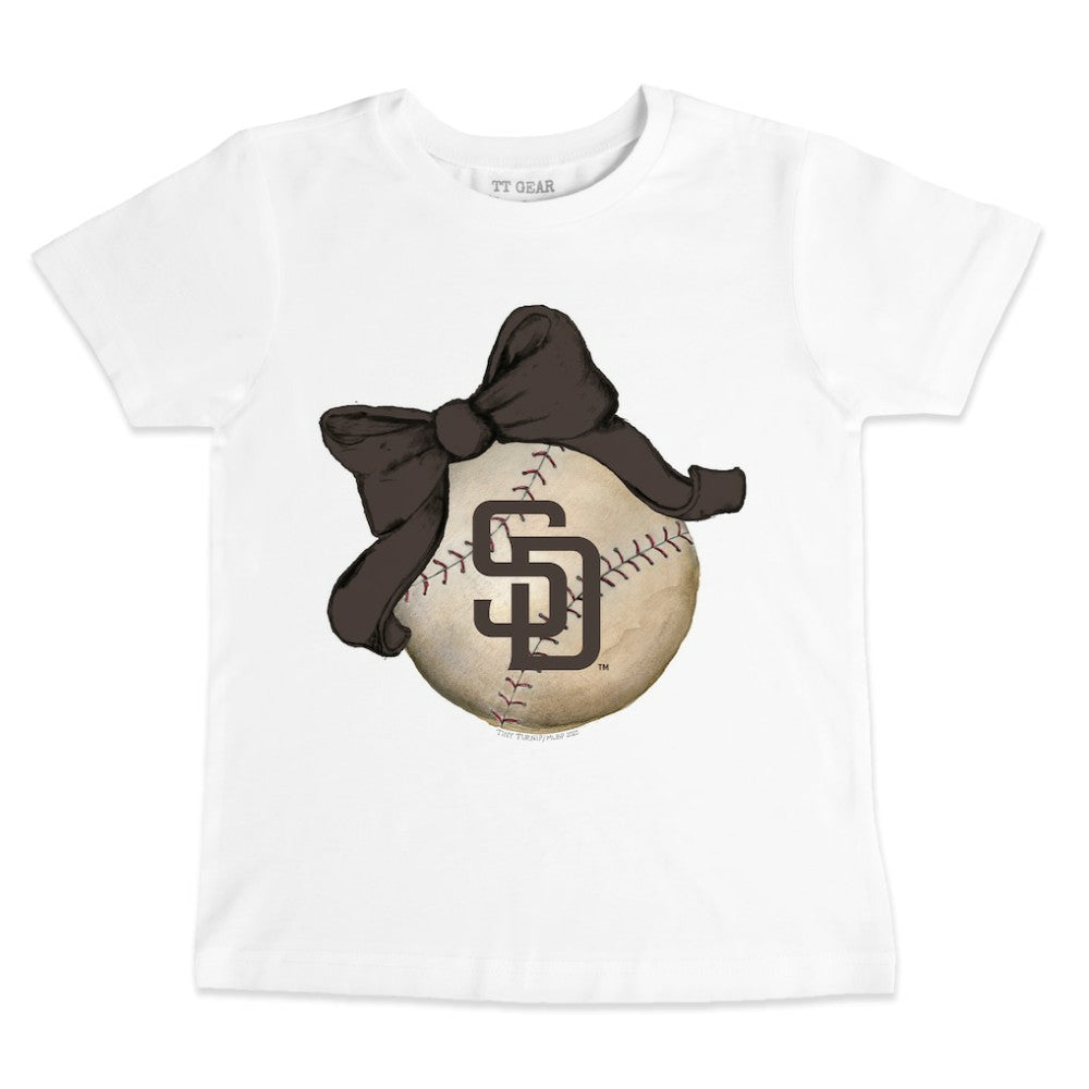 San Diego Padres Tiny Turnip Youth Baseball Bow T-Shirt - White