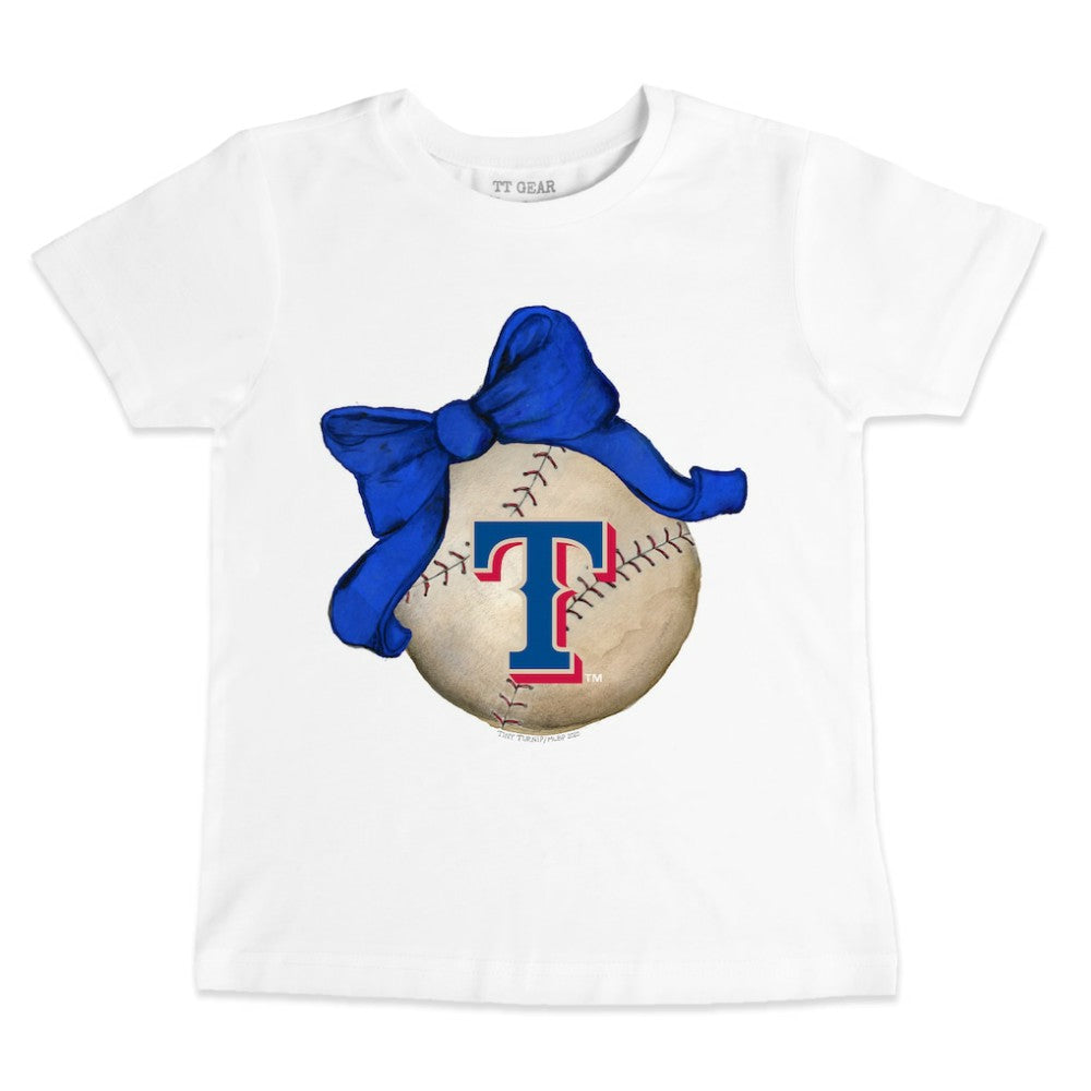 Texas Rangers Tiny Turnip Youth Baseball Bow T-Shirt - White