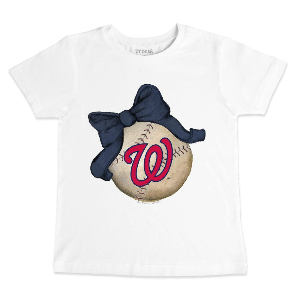 Washington Nationals Tiny Turnip Youth Baseball Bow T-Shirt - White