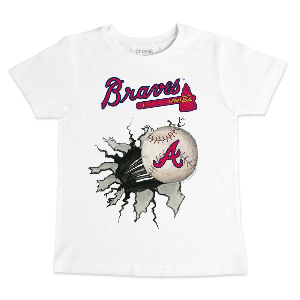 Atlanta Braves Tiny Turnip Youth Baseball Tear T-Shirt - White