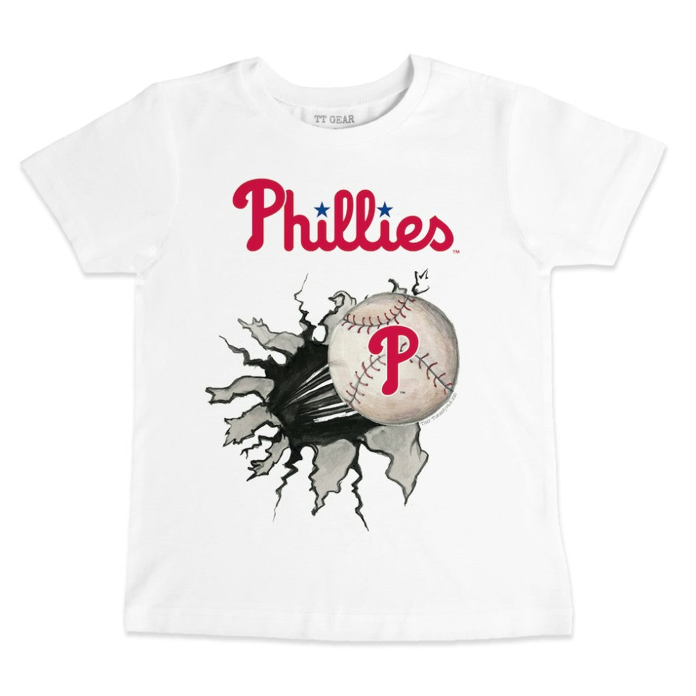 Philadelphia Phillies Tiny Turnip Youth Baseball Tear T-Shirt - White