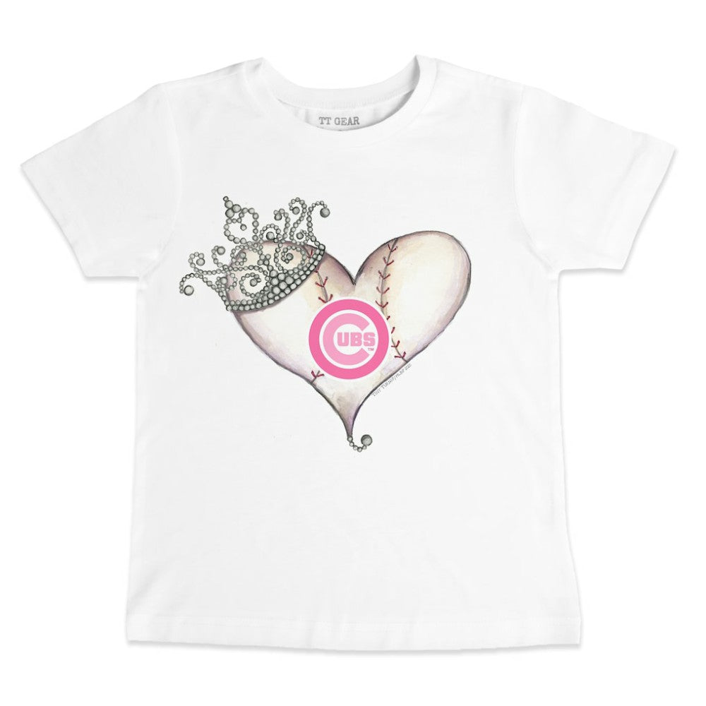 Chicago Cubs Tiny Turnip Youth Baseball Tiara Heart T-Shirt - White