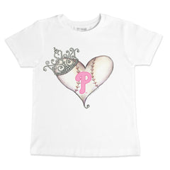 Philadelphia Phillies Tiny Turnip Youth Baseball Tiara Heart T-Shirt - White