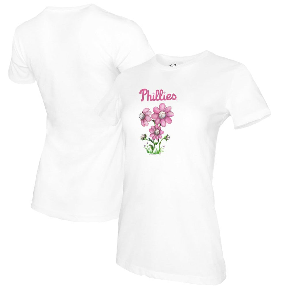 Philadelphia Phillies Tiny Turnip Women's Blooming Baseballs T-Shirt - White