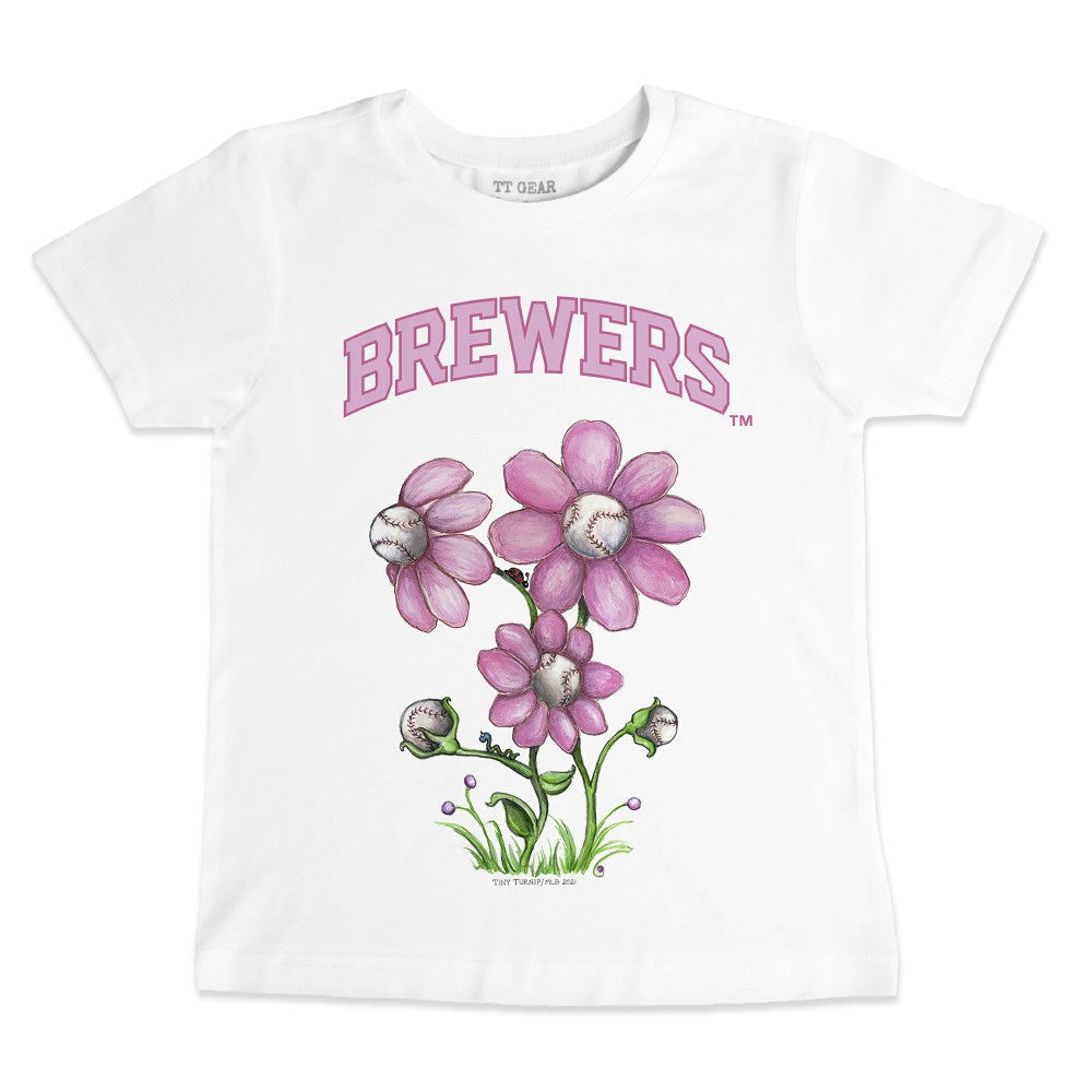 Milwaukee Brewers Tiny Turnip Youth Blooming Baseballs T-Shirt - White