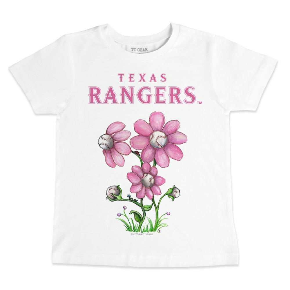 Texas Rangers Tiny Turnip Youth Blooming Baseballs T-Shirt - White