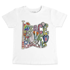 Boston Red Sox Tiny Turnip Youth Peace Love Baseball T-Shirt - White