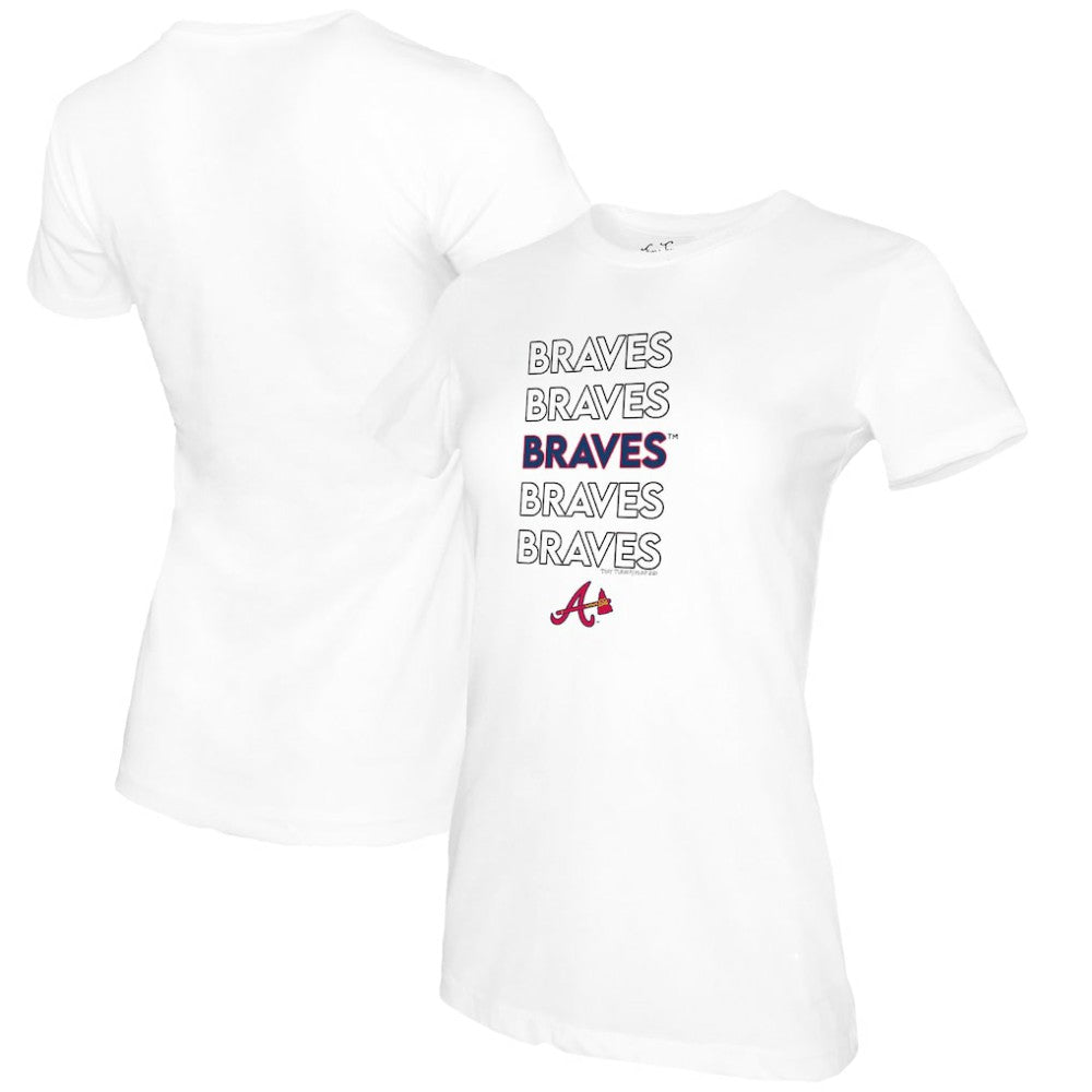 Atlanta Braves Tiny Turnip Women's Stacked T-Shirt - White