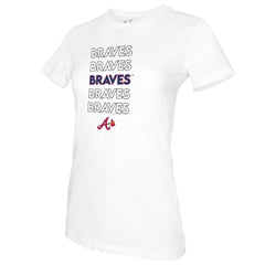 Atlanta Braves Tiny Turnip Women's Stacked T-Shirt - White