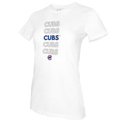 Chicago Cubs Tiny Turnip Women's Stacked T-Shirt - White