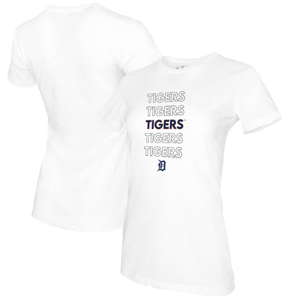 Detroit Tigers Tiny Turnip Women's Stacked T-Shirt - White