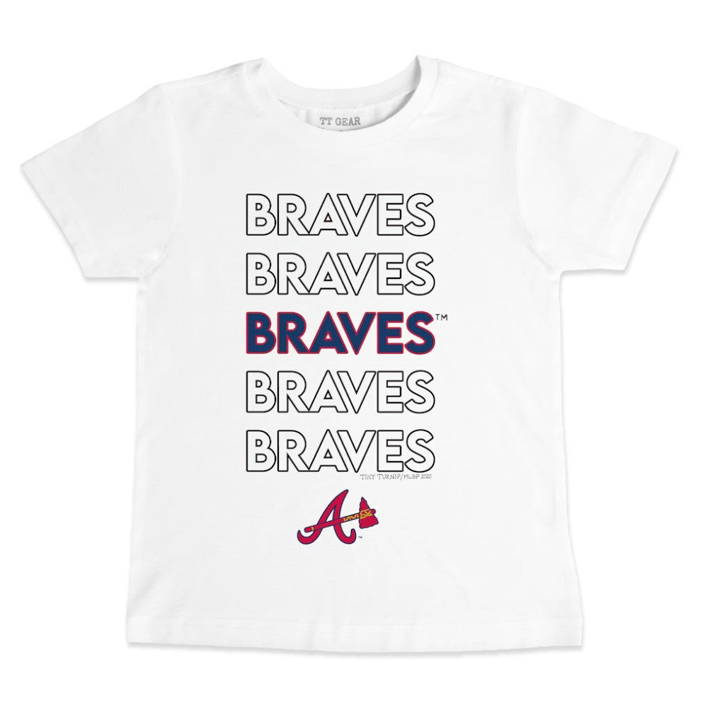 Atlanta Braves Tiny Turnip Youth Stacked T-Shirt - White