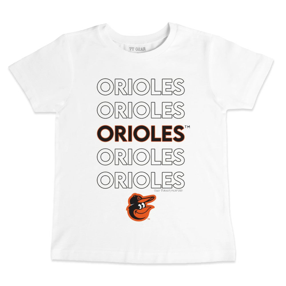 Baltimore Orioles Tiny Turnip Youth Stacked T-Shirt - White