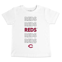Cincinnati Reds Tiny Turnip Youth Stacked T-Shirt - White