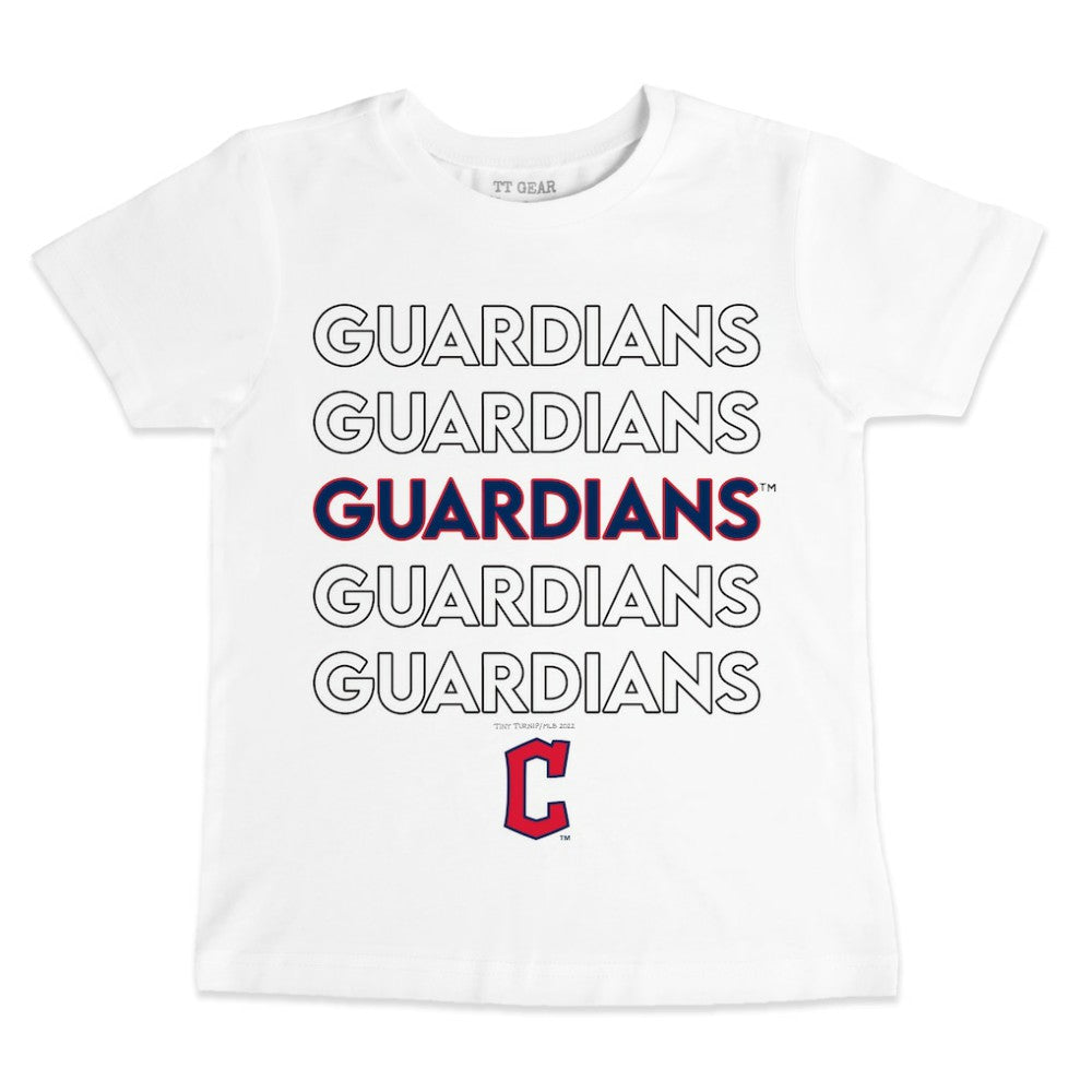 Cleveland Guardians Tiny Turnip Youth Stacked T-Shirt - White