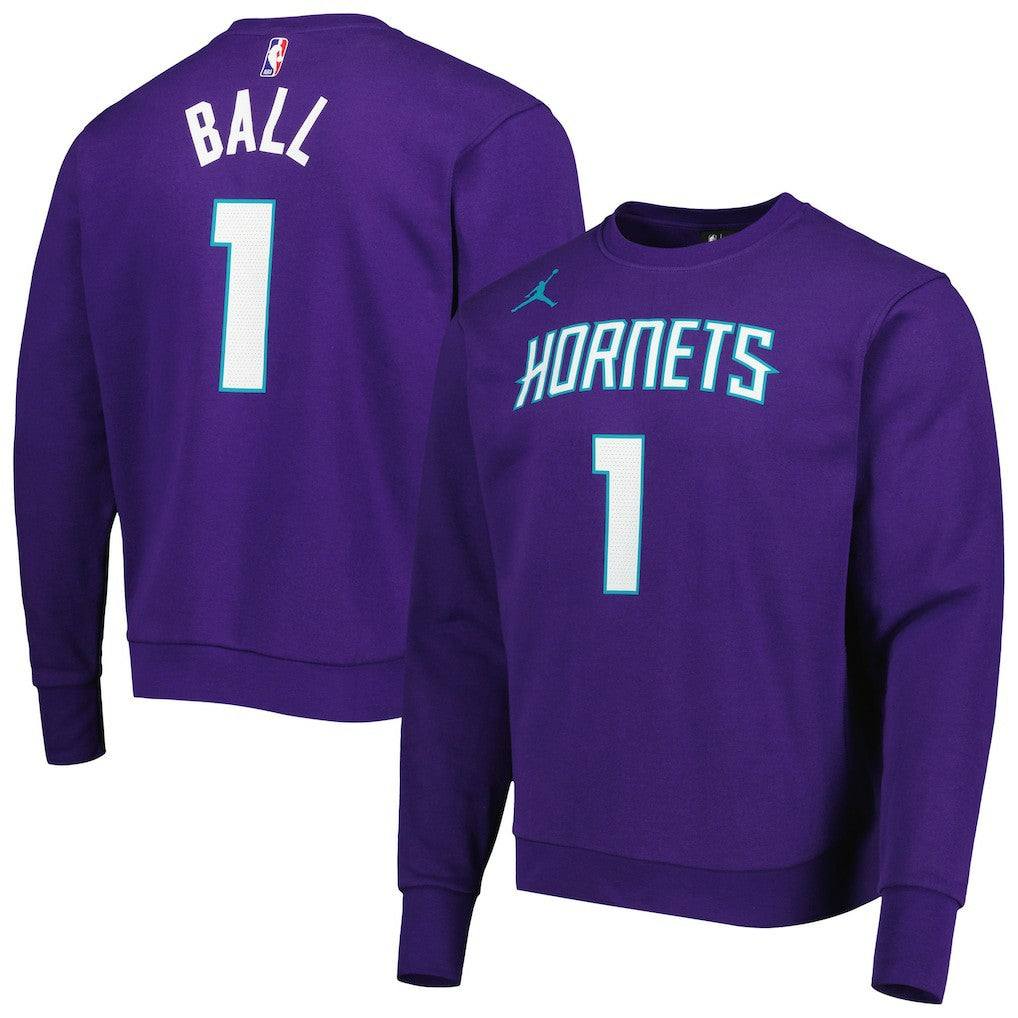 LaMelo Ball Charlotte Hornets Jordan Brand Statement Name & Number Pullover Sweatshirt - Purple outlet