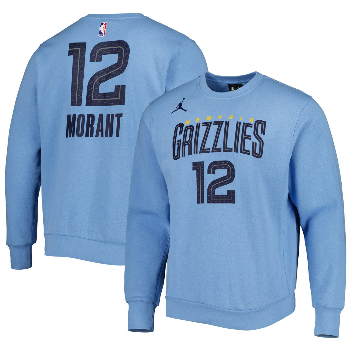Ja Morant Memphis Grizzlies Jordan Brand Statement Name & Number Pullover Sweatshirt - Light Blue for sale