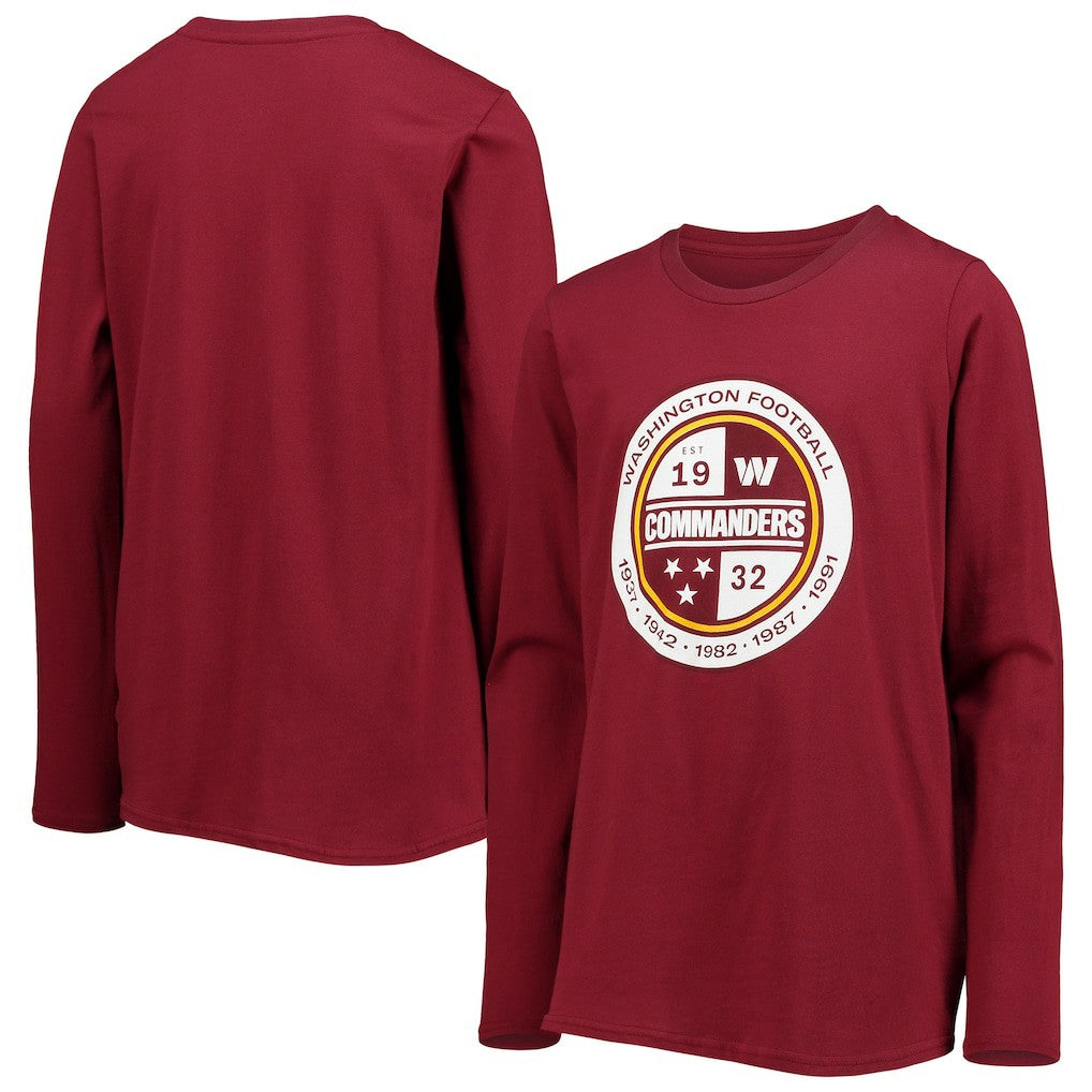 NFL Washington Commanders Youth Secondary Logo Long Sleeve T-Shirt