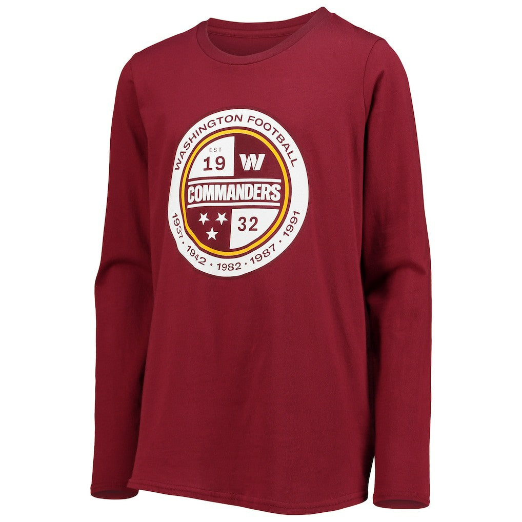 NFL Washington Commanders Youth Secondary Logo Long Sleeve T-Shirt