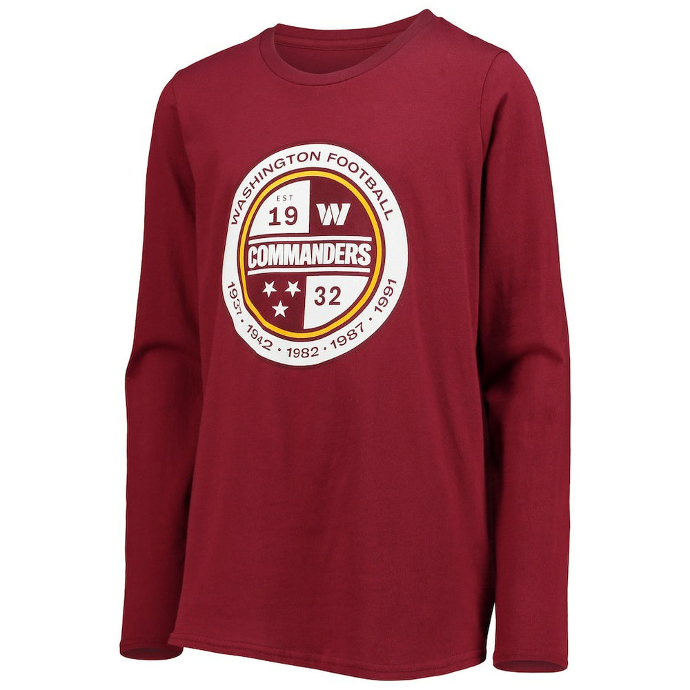 NFL Washington Commanders Youth Secondary Logo Long Sleeve T-Shirt
