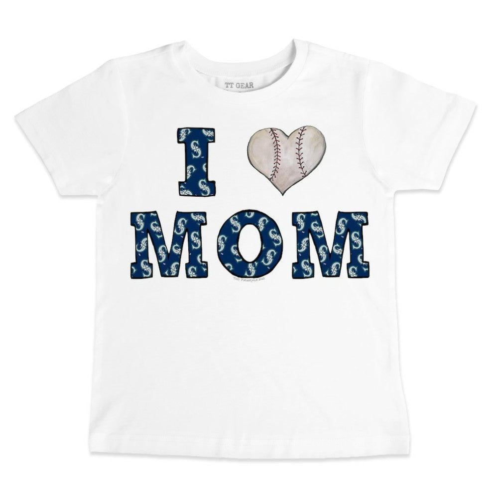 Seattle Mariners Tiny Turnip Youth Heart Mom T-Shirt - White