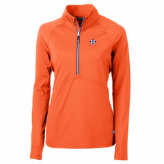 Houston Astros Cutter & Buck Women's Adapt Eco Knit Stretch Half-Zip Pullover Top - Orange