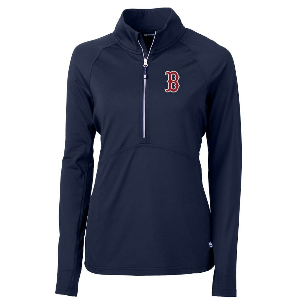 Boston Red Sox Cutter & Buck Women's Adapt Eco Knit Stretch Half-Zip Pullover Top - Navy