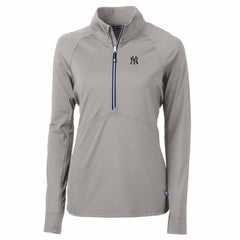 New York Yankees Cutter & Buck Women's Adapt Eco Knit Stretch Half-Zip Pullover Top - Gray