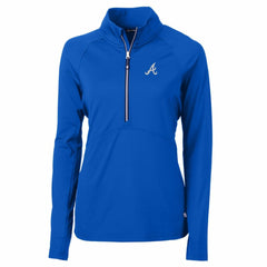 Atlanta Braves Cutter & Buck Women's Adapt Eco Knit Stretch Half-Zip Pullover Top - Blue