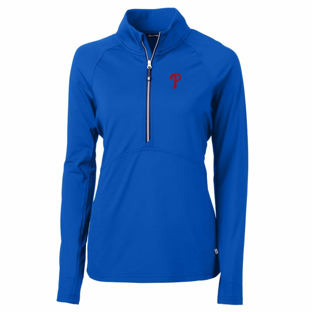 Philadelphia Phillies Cutter & Buck Women's Adapt Eco Knit Stretch Half-Zip Pullover Top - Royal