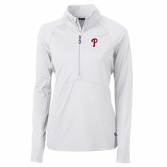 Philadelphia Phillies Cutter & Buck Women's Adapt Eco Knit Stretch Half-Zip Pullover Top - White