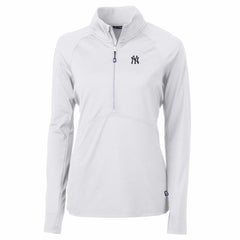 New York Yankees Cutter & Buck Women's Adapt Eco Knit Stretch Half-Zip Pullover Top - White